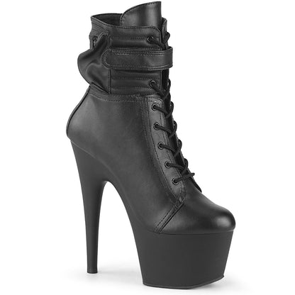ADORE-1020POUCH Pleaser Black 7 Inch Erotic Platform Ankle Boots Blk Faux Leather Blk Matte