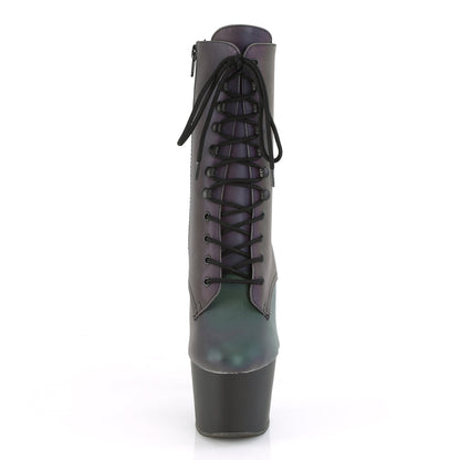 ADORE-1020REFL Pleaser Green Multi Reflective 7 Inch Fetish Platform Ankle Boots