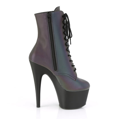 ADORE-1020REFL Pleaser Green Multi Reflective 7 Inch Fetish Platform Ankle Boots