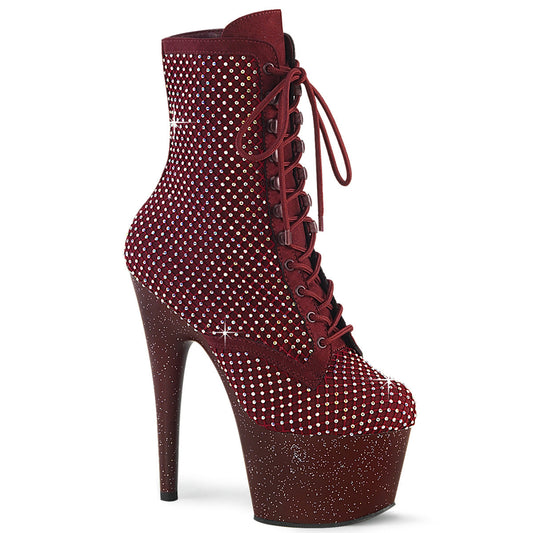 ADORE-1020RM Pleaser Footwear Bling Lace Up Boots with Glitter Platforms