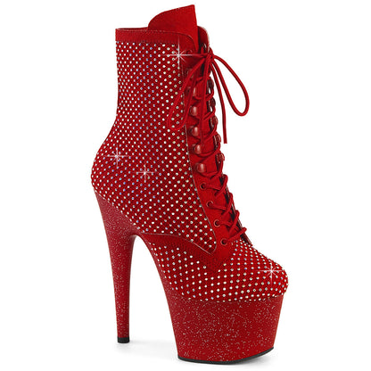 ADORE-1020RM Pleaser Footwear Bling Lace Up Boots with Glitter Platforms