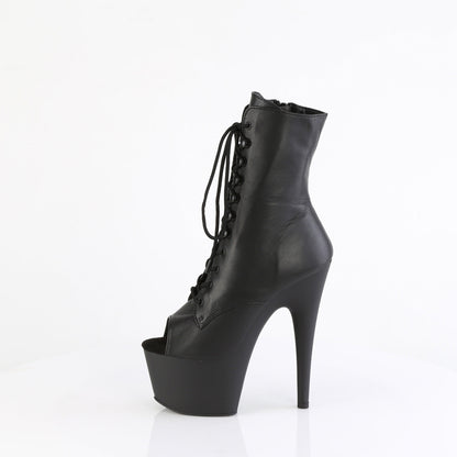 ADORE-1021 Pleaser Black Leather 7 Inch Exotic Dance Ankle Boots