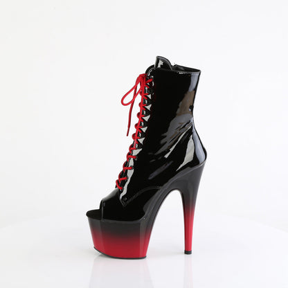 ADORE-1021BR-H Pleaser Black Red 7 Inch Exotic Dance Ankle Boots