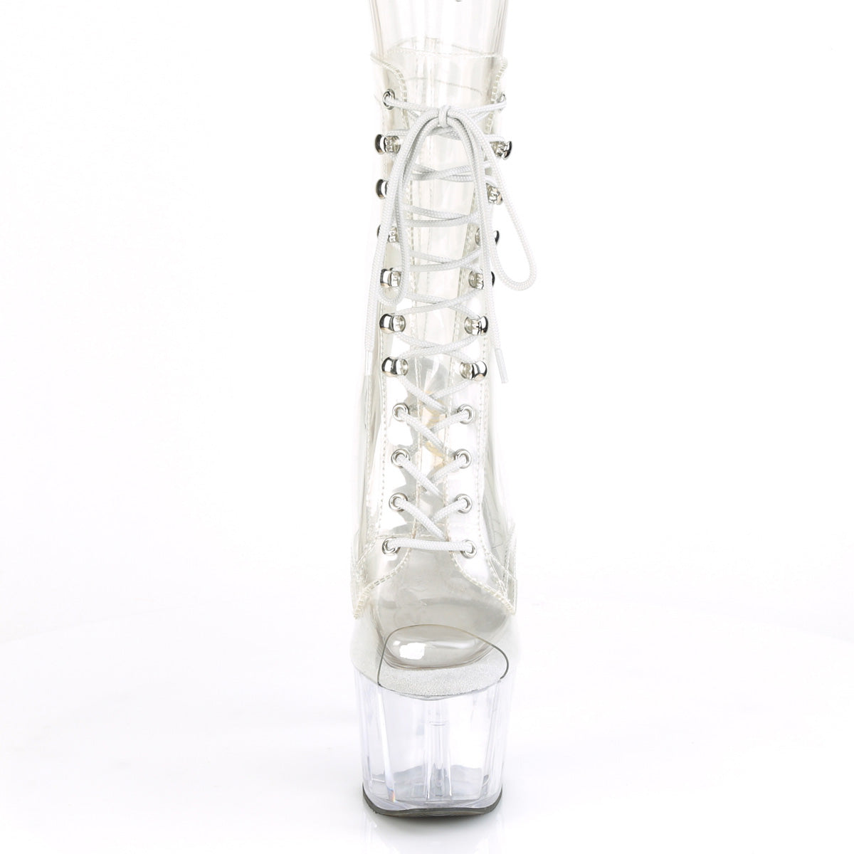 ADORE-1021C Pleaser Clear 7 Inch Platform Ankle Boots