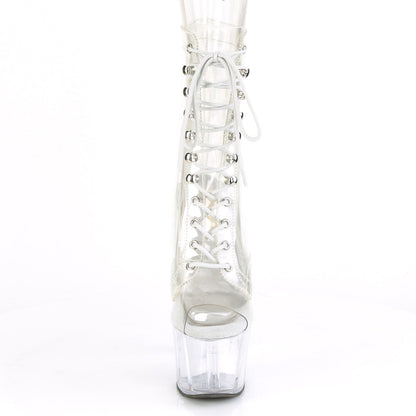 ADORE-1021C Pleaser Clear 7 Inch Platform Ankle Boots