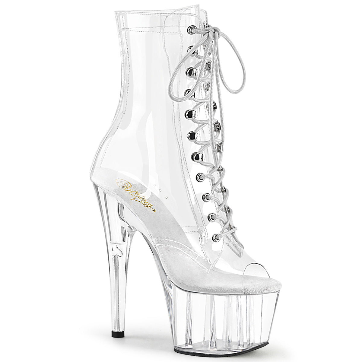 ADORE-1021C Pleaser Clear 7 Inch Platform Ankle Boots