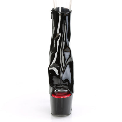 ADORE-1025 Pleaser 7" Heel Black and Red Pole Dancing Ankle Boots