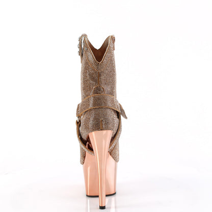 ADORE-1029CHRS Pleaser Rose Gold 7 Inch Exotic Dancer Ankle Boots