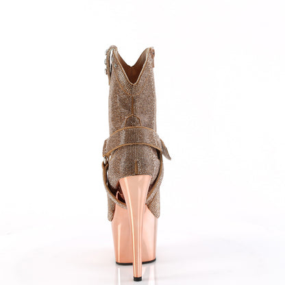 ADORE-1029CHRS Pleaser Rose Gold 7 Inch Exotic Dancer Ankle Boots