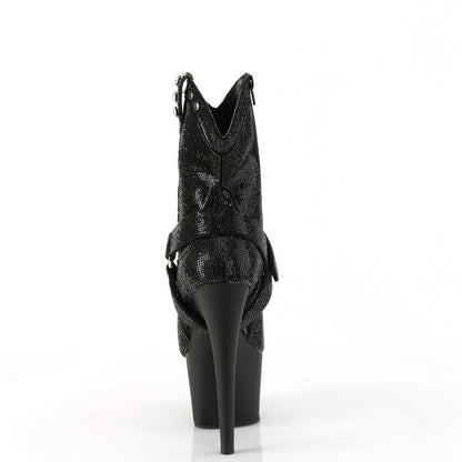 ADORE-1029RS Pleaser Black 7 Inch Pole Dancer Ankle Boots