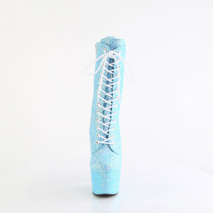 ADORE-1040IG Pleaser Baby Blue Iridescent Glitter 7 Inch Fetish Platform Ankle Boots