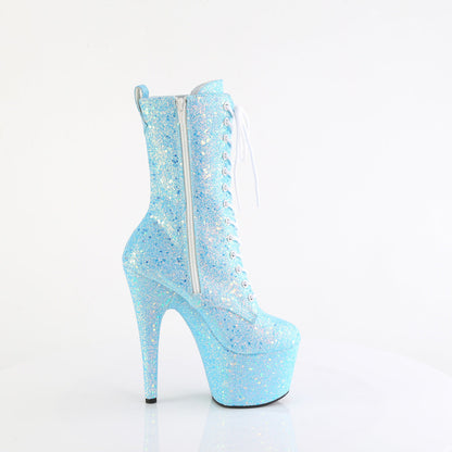 ADORE-1040IG Pleaser Baby Blue Iridescent Glitter 7 Inch Fetish Platform Ankle Boots