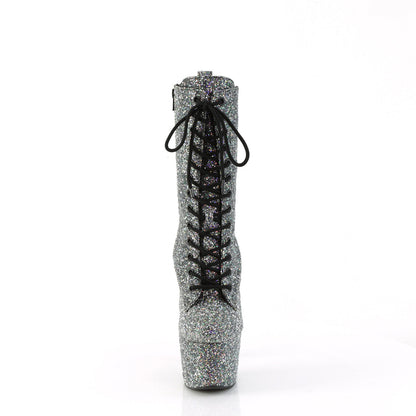 ADORE-1040GR Pleaser Black Glitter 7 Inch Pole Dance Ankle Boots
