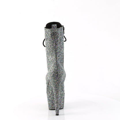 ADORE-1040GR Pleaser Black Glitter 7 Inch Pole Dance Ankle Boots