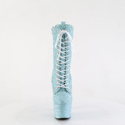 ADORE-1040GR Pleaser Baby Blue Multi Glitters 7 Inch Exotic Dance Ankle Boots