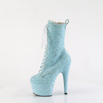 ADORE-1040GR Pleaser Baby Blue Multi Glitters 7 Inch Exotic Dance Ankle Boots