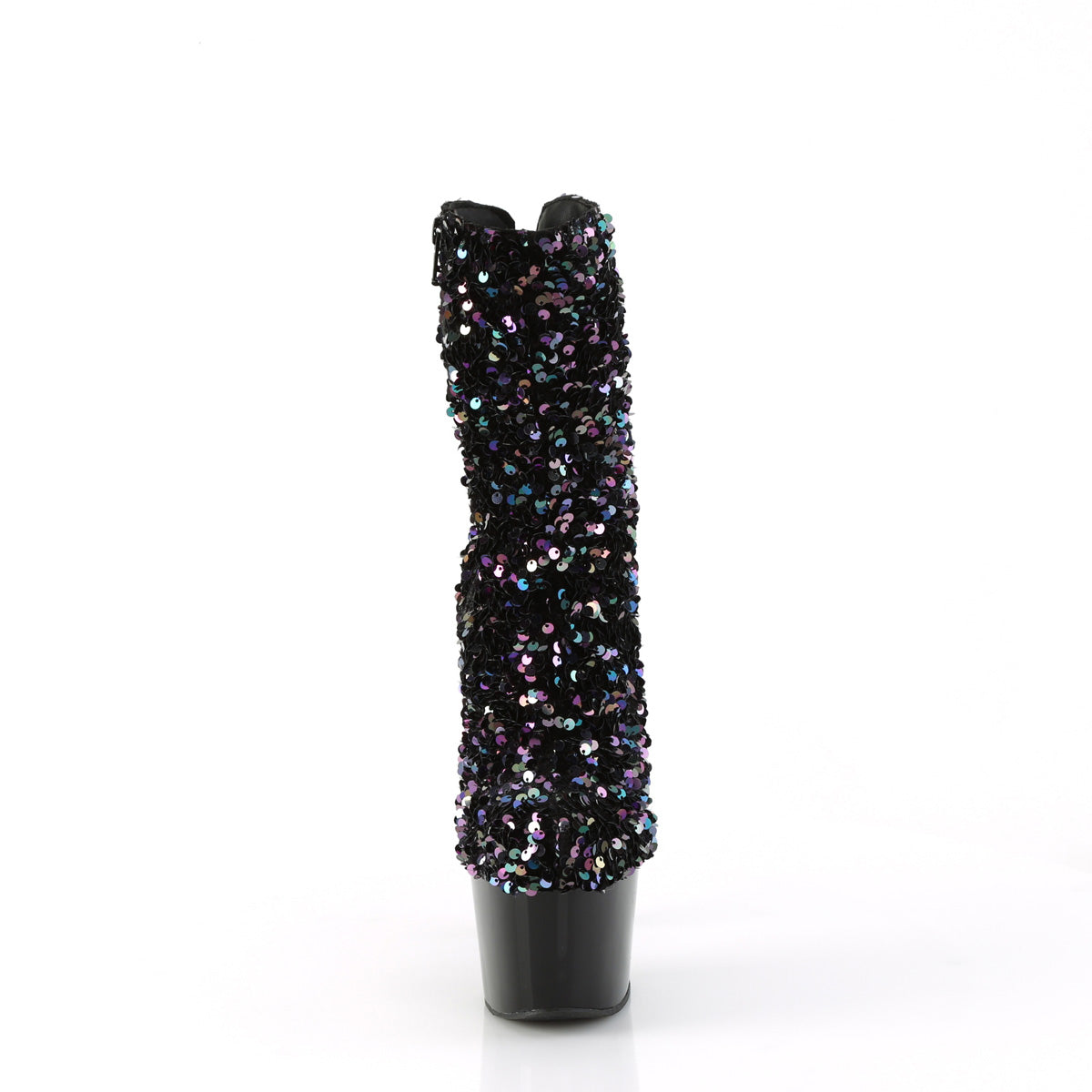 ADORE-1042SQ Pleaser Black Sequin 7 Inch Exotic Platform Ankle Boots