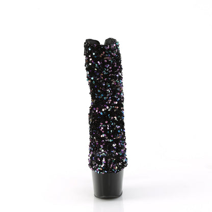 ADORE-1042SQ Pleaser Black Sequin 7 Inch Exotic Platform Ankle Boots