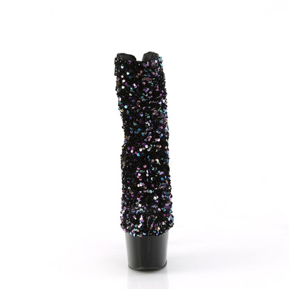 ADORE-1042SQ Pleaser Black Sequin 7 Inch Exotic Platform Ankle Boots