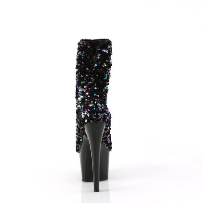 ADORE-1042SQ Pleaser Black Sequin 7 Inch Exotic Platform Ankle Boots