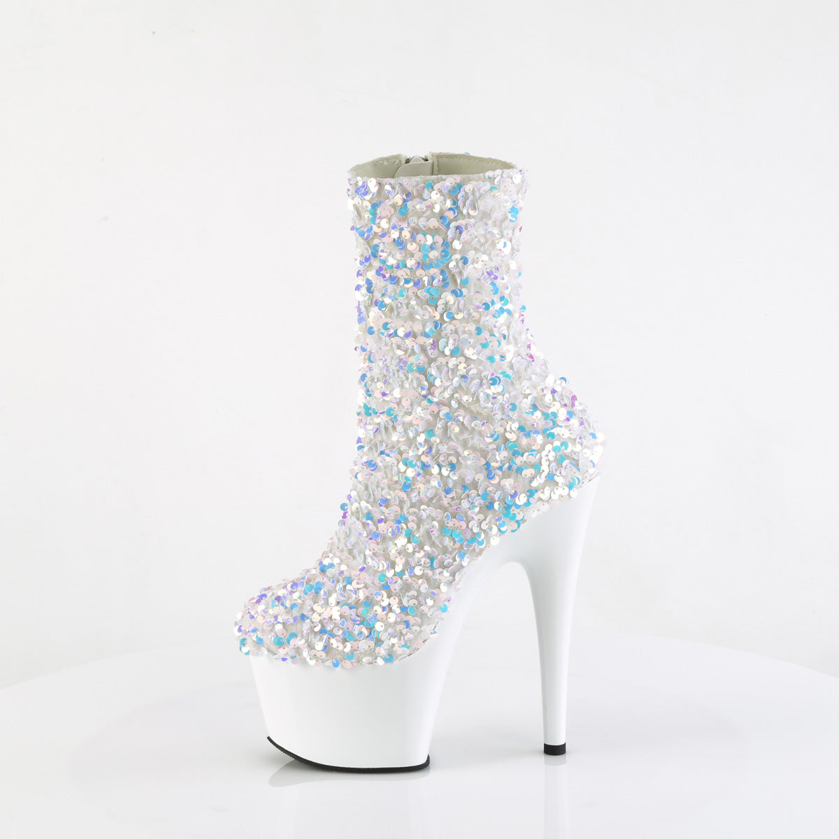 ADORE-1042SQ Pleaser White 7 Inch Lap Dance Ankle Boots