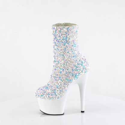 ADORE-1042SQ Pleaser White 7 Inch Lap Dance Ankle Boots
