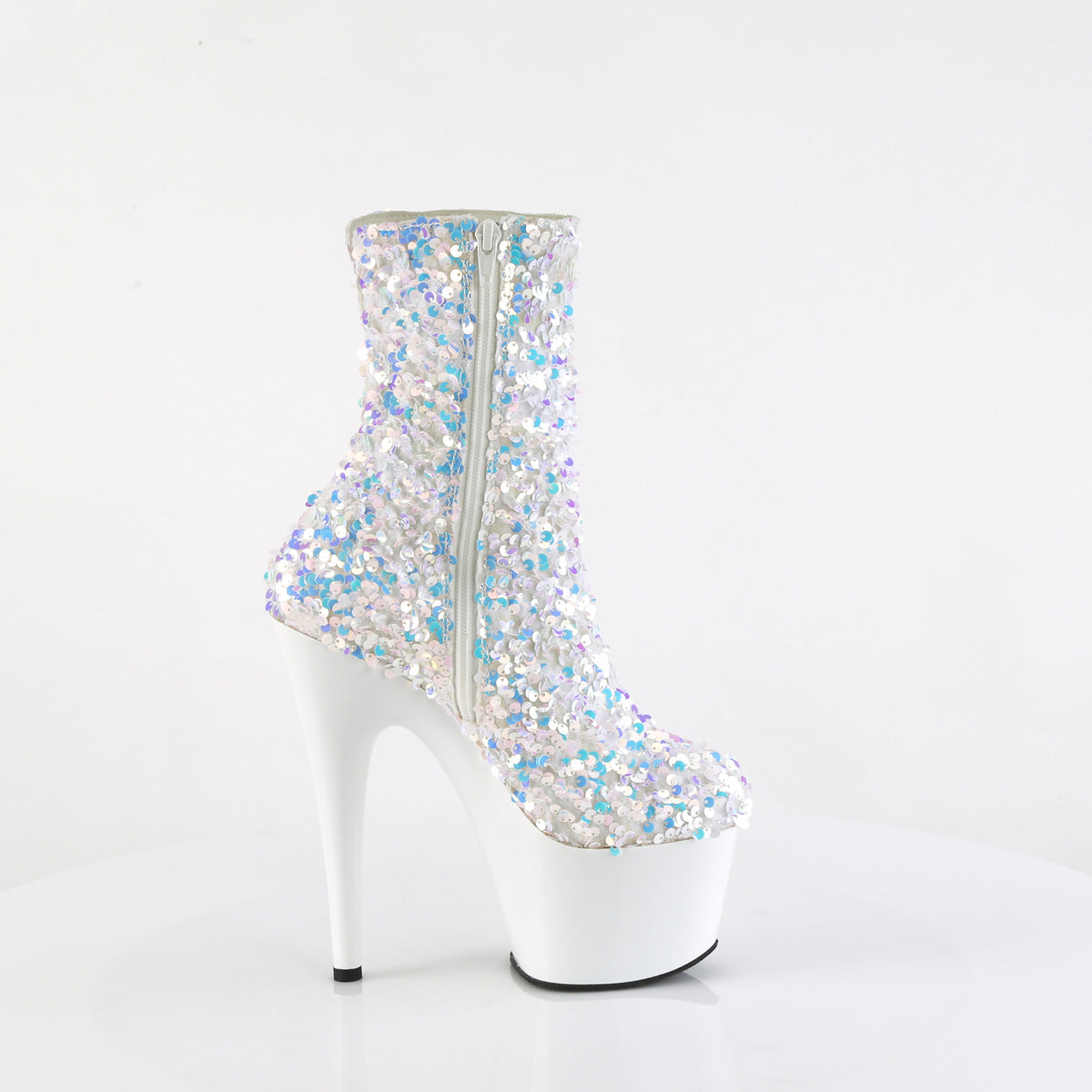 ADORE-1042SQ Pleaser White 7 Inch Lap Dance Ankle Boots