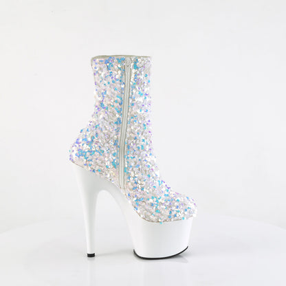 ADORE-1042SQ Pleaser White 7 Inch Lap Dance Ankle Boots