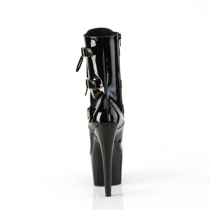 Pleaser ADORE-1043 Black Lace-Up Platform Ankle Boots - 7 Inch Heels