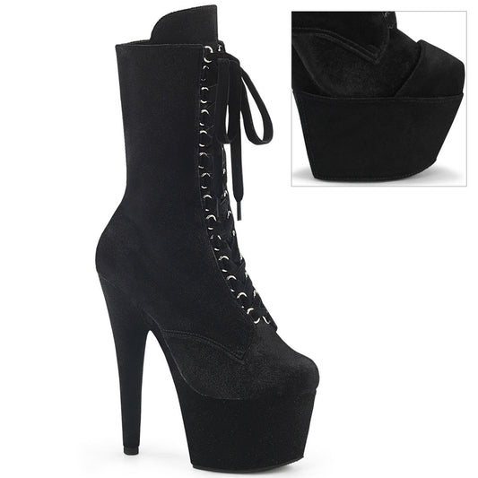ADORE-1045VEL Pleaser Black 7 Inch Fetish Platform Ankle Boots