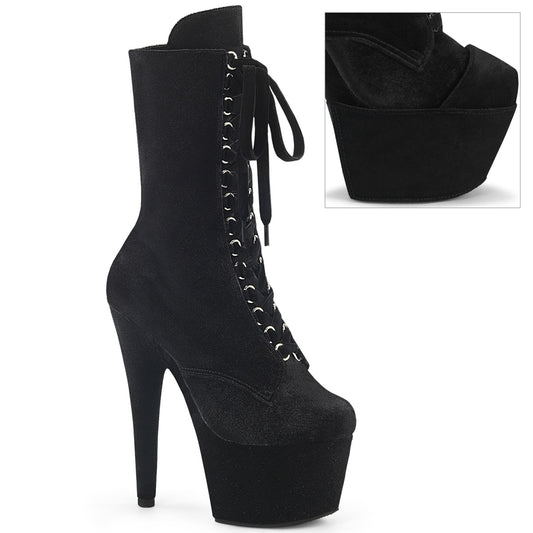 ADORE-1045VEL Pleaser Black 7 Inch Fetish Platform Ankle Boots