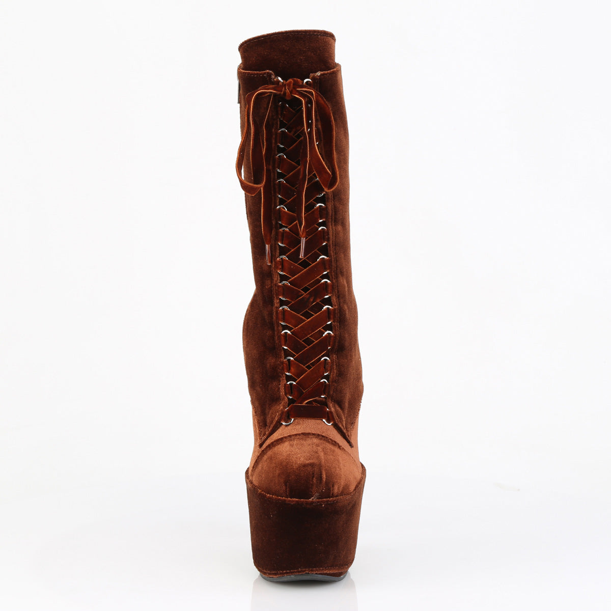 ADORE-1045VEL Pleaser Brown 7 Inch Platform Kinky Ankle Boots