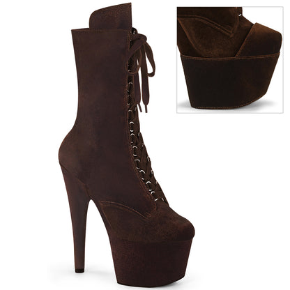 ADORE-1045VEL Pleaser Brown 7 Inch Platform Kinky Ankle Boots