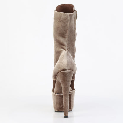ADORE-1045VEL Pleaser Khaki Velvet 7 Inch Erotic Platform Ankle Boots