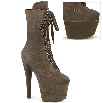 ADORE-1045VEL Pleaser Khaki Velvet 7 Inch Erotic Platform Ankle Boots