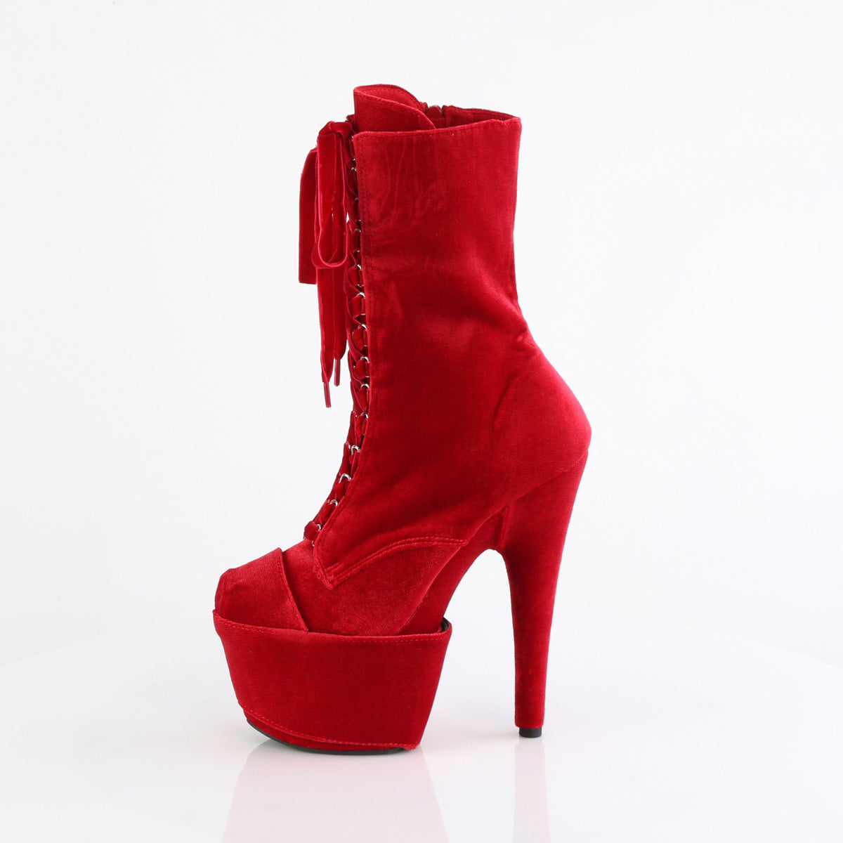 ADORE-1045VEL Pleaser Red 7 Inch Exotic Dance Ankle Boots