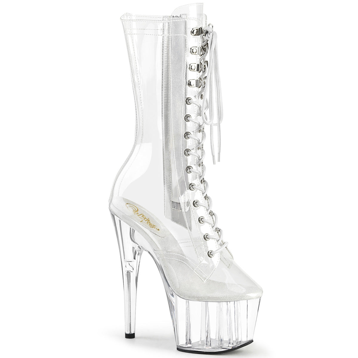 ADORE-1050C Pleaser Clear 7 Inch Pole Dancing Ankle Boots Clr Clr
