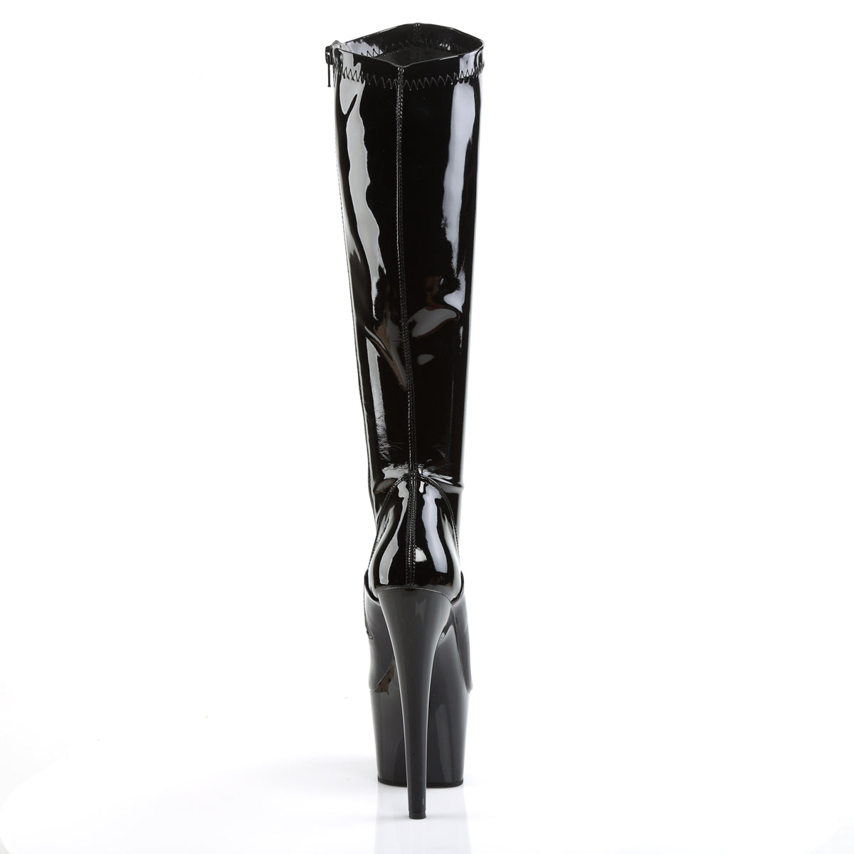 ADORE-2000 Pleaser 7 Inch Black Stretch Patent Pole Dancer Knee High Boots