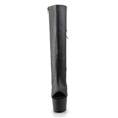 ADORE-2018 Pleaser Black 7 Inch Platform Dancer Knee High Boots