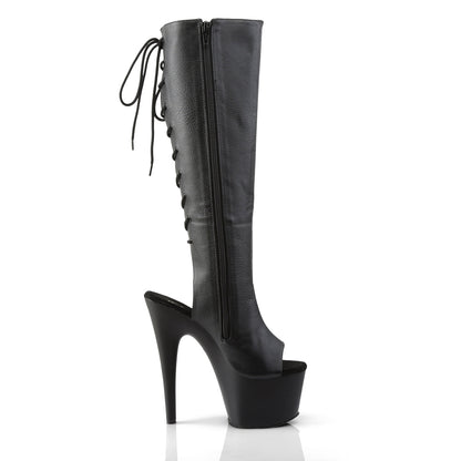 ADORE-2018 Pleaser Black 7 Inch Platform Dancer Knee High Boots