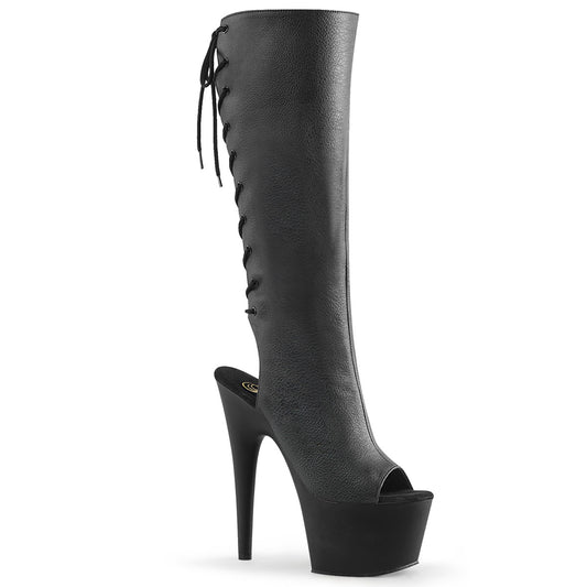 ADORE-2018 Pleaser Black 7 Inch Platform Dancer Knee High Boots