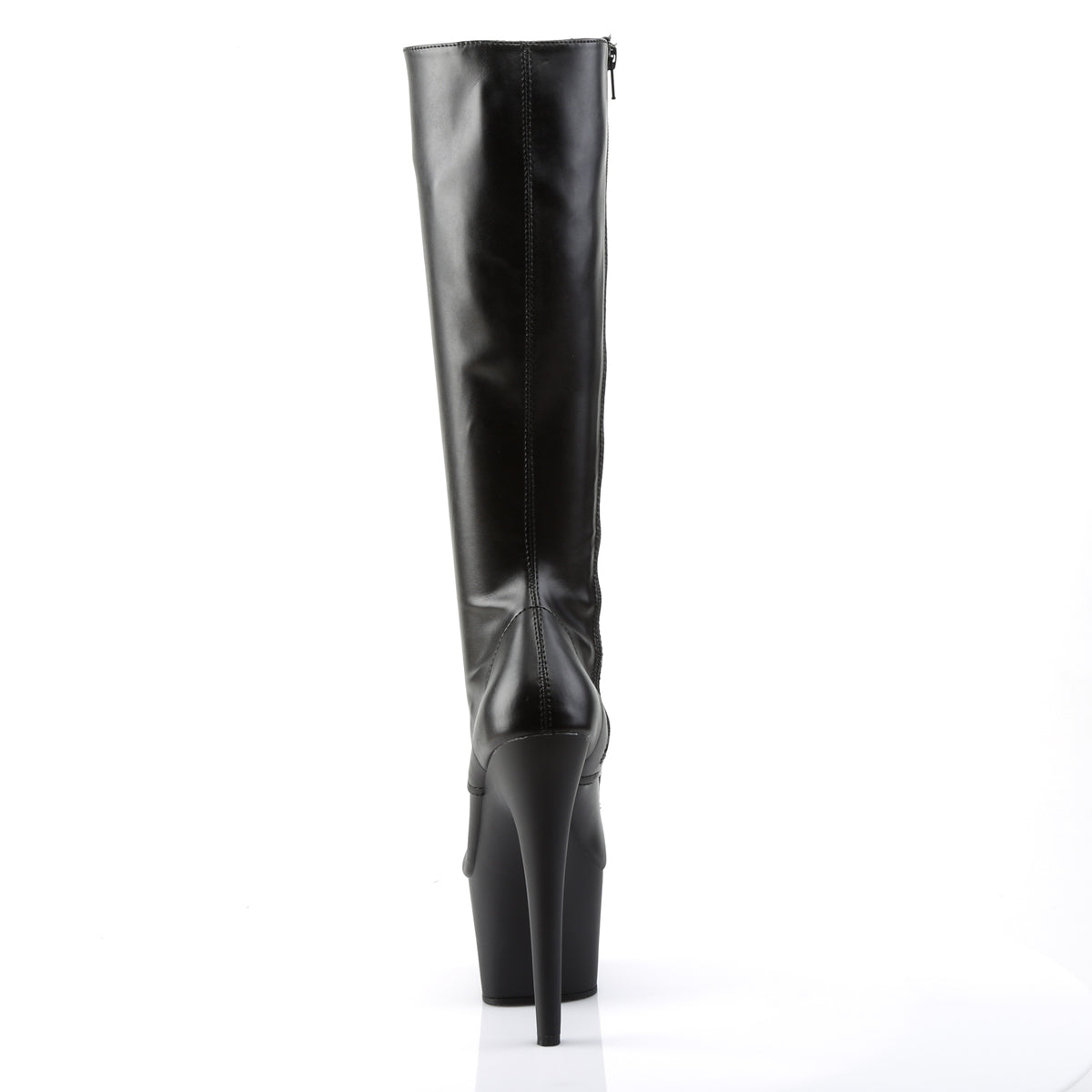 Pleaser ADORE-2023 Black / Black Matte Lace-Up Platform Knee High Boots - 7 Inch Heels