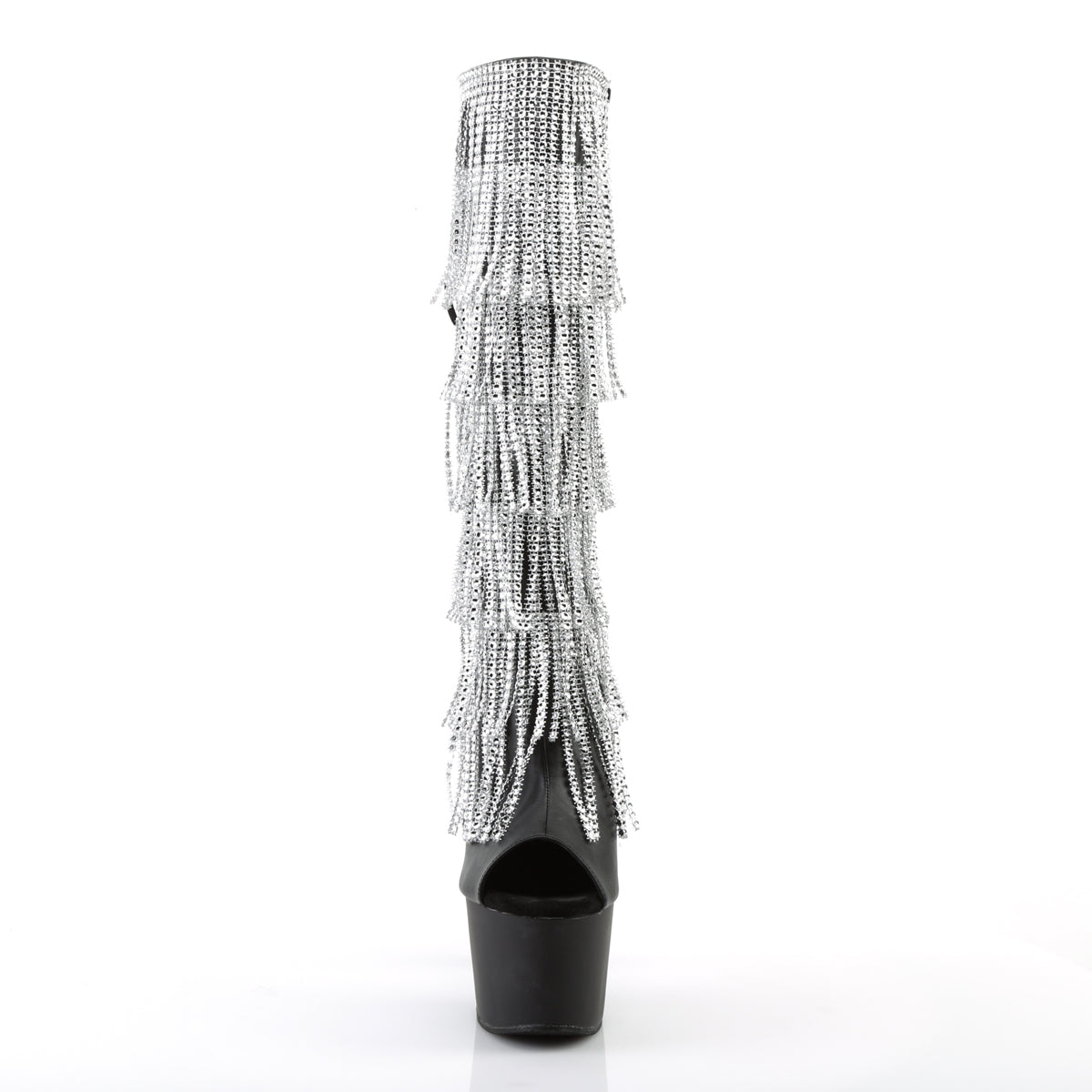 adore 2024rsf pleaser sexy 7 inch heel open toe back fringed knee high boots
