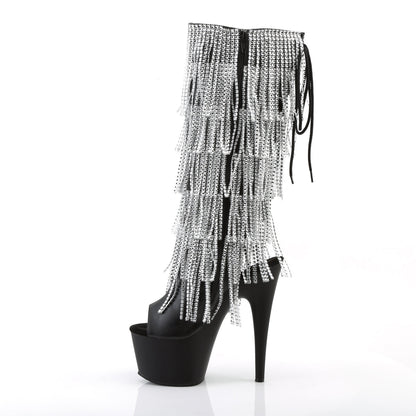 adore 2024rsf pleaser sexy 7 inch heel open toe back fringed knee high boots