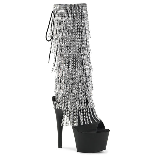 ADORE-2024RSF Pleaser Black Faux Leather 7 Inch Pole Dancing Knee High Boots