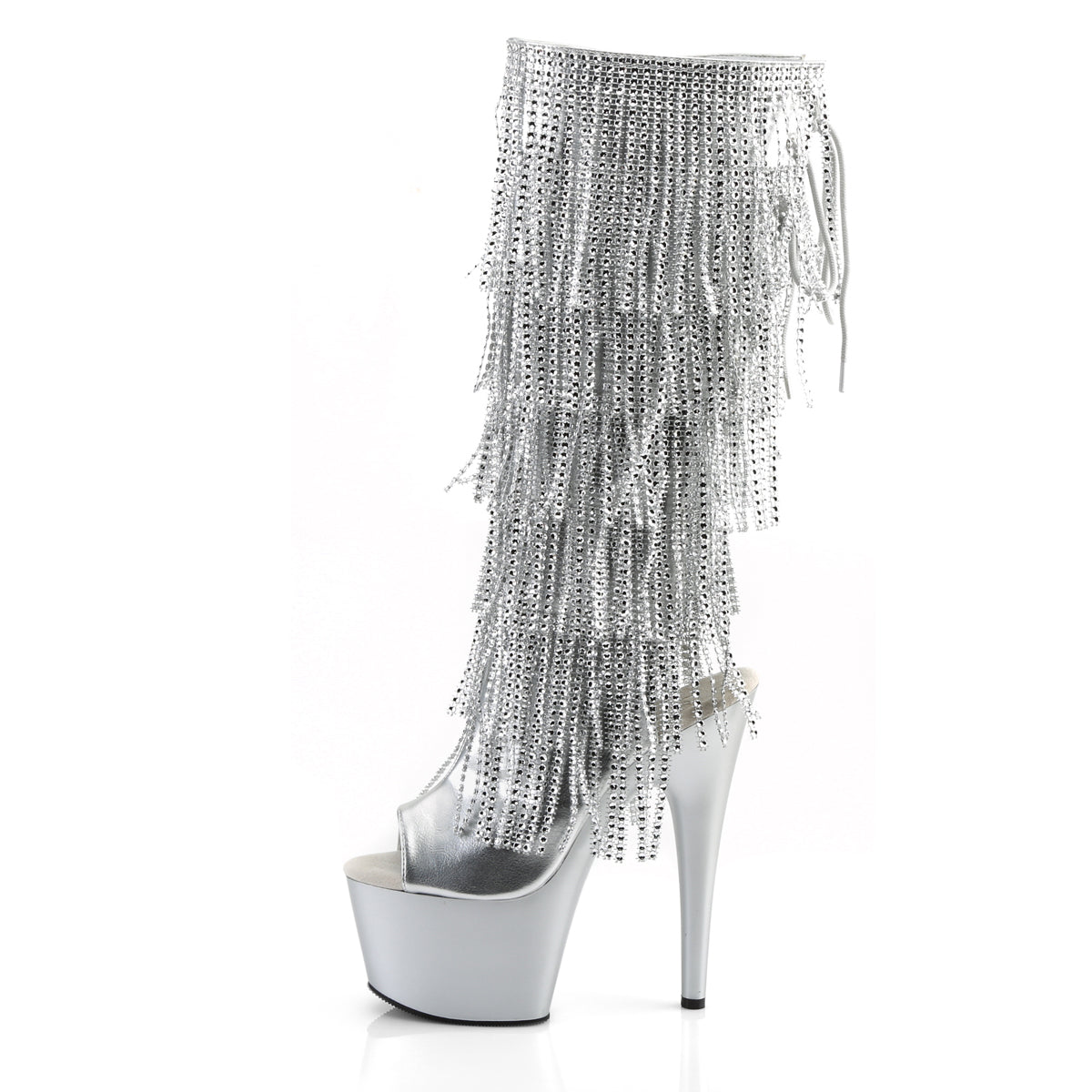 ADORE-2024RSF Pleaser Silver 7 Inch Pole Dancer Knee High Boots