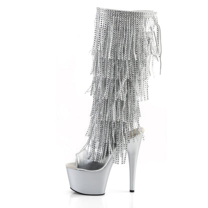ADORE-2024RSF Pleaser Silver 7 Inch Pole Dancer Knee High Boots