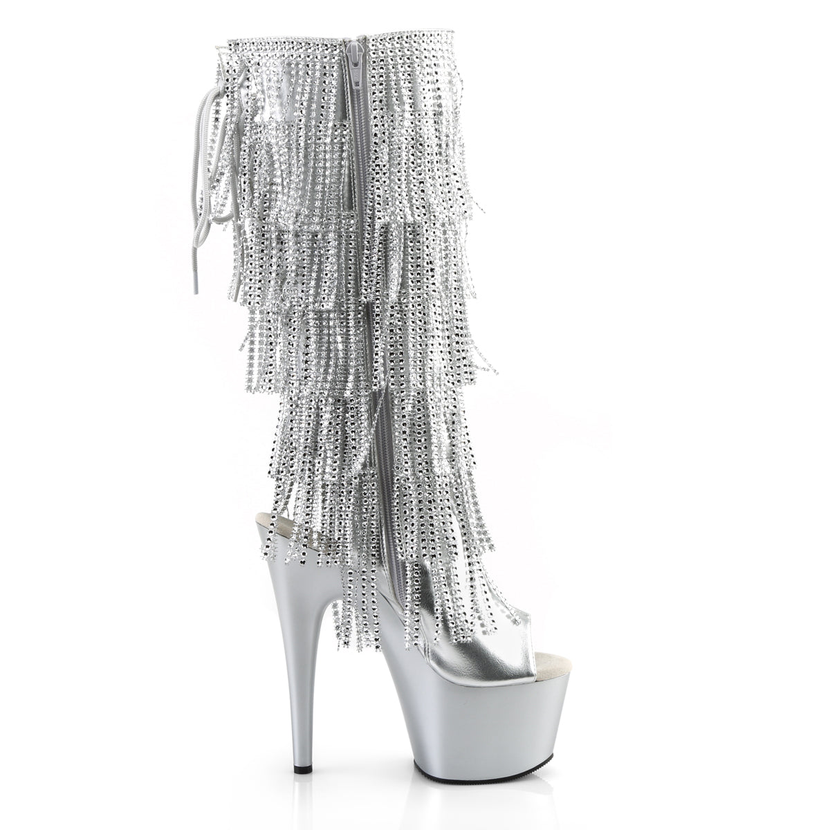ADORE-2024RSF Pleaser Silver 7 Inch Pole Dancer Knee High Boots