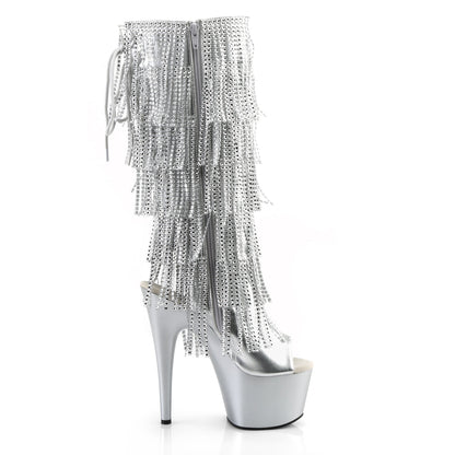 ADORE-2024RSF Pleaser Silver 7 Inch Pole Dancer Knee High Boots