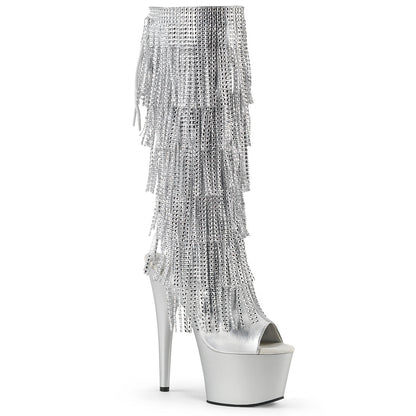 ADORE-2024RSF Pleaser Silver 7 Inch Pole Dancer Knee High Boots